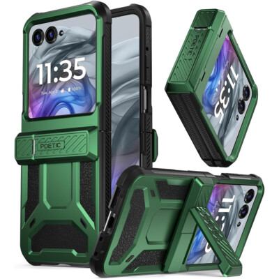 For Motorola Moto Razr 2024 / 2025 Case Poetic with Kickstand Cover Green