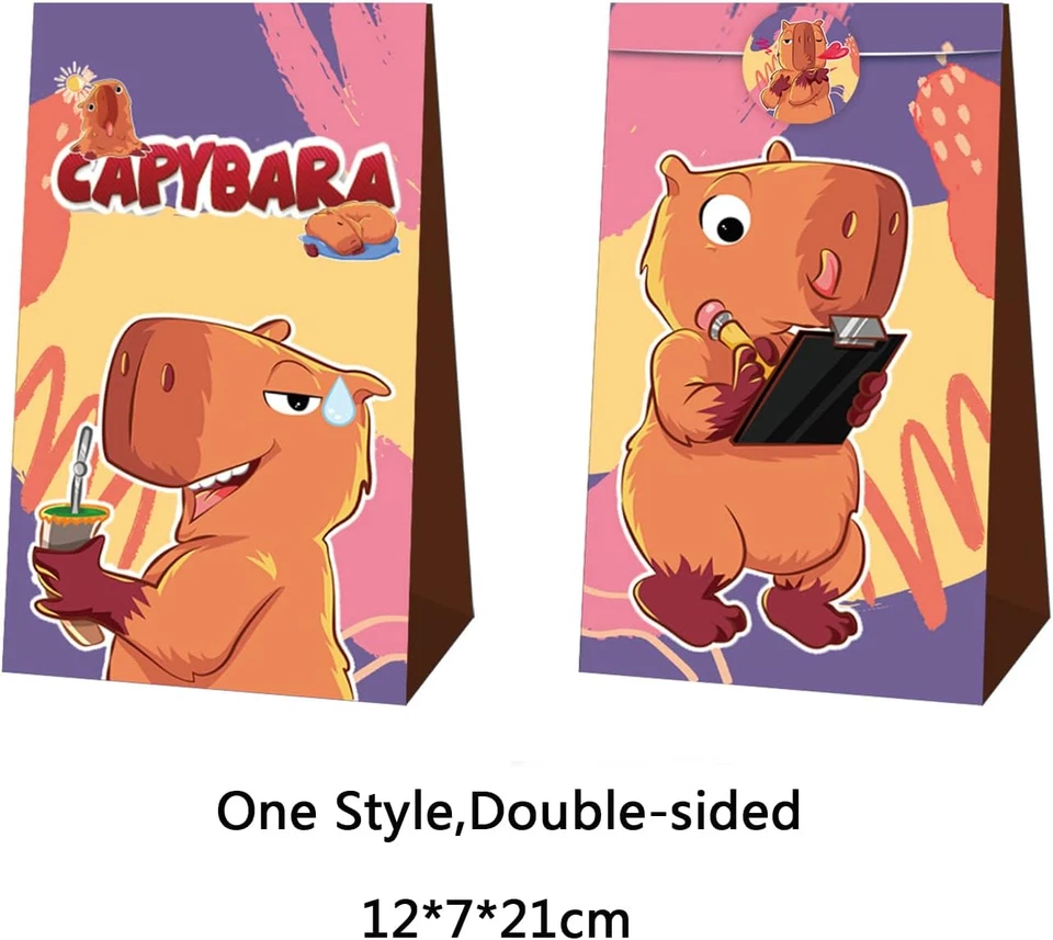 LFCFDX Paquete de 12 Bolsas de Fiesta Capibara Bolsas de Favor de Fiesta Capibara Regalo Goodi Foto 3 de 4