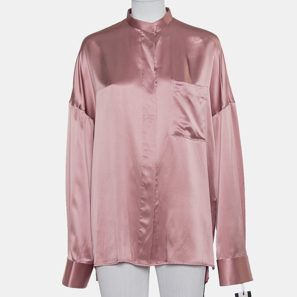 Haider Ackermann Pink Silk Satin Stand Collar Drop Shoulder Detail Dali  Shirt M | eBay