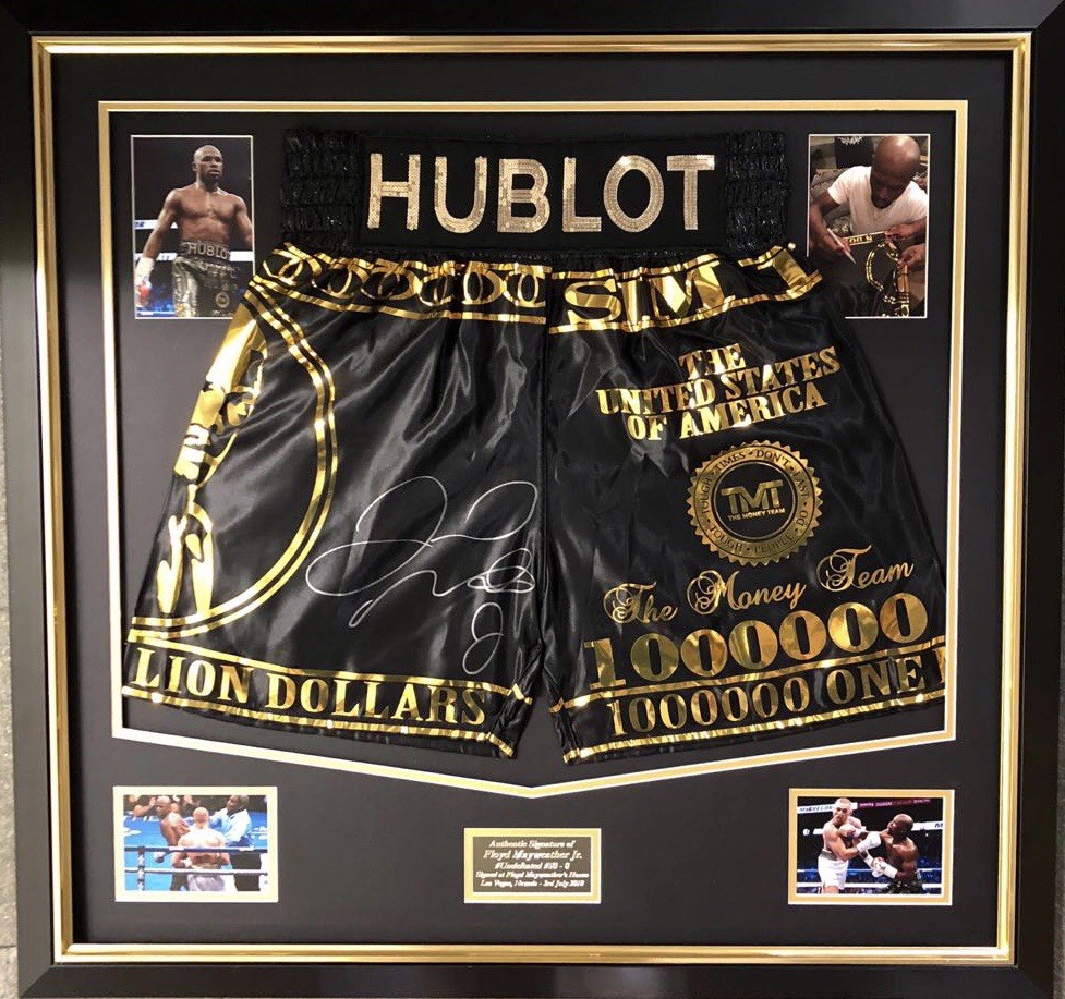 Floyd Mayweather Signed Boxing Trunks Shorts V Conor Mcgregor COA