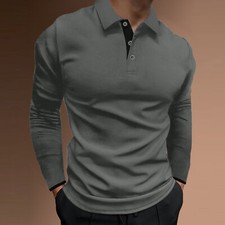 Men's Long Sleeve Slim Fit Polo Shirts Casual Athletic Shirt Sweatshirt