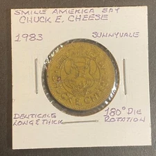 Chuck E. Cheese "Smile America Say" 25c 25mm 1983 Arcade Token