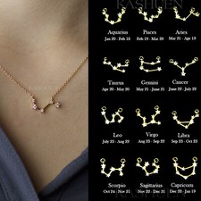  Constellation Necklace CZ Cubic Zirconia Crystal Celestial Zodiac Chain Jewelry