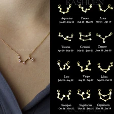 ~Constellation Necklace CZ Cubic Zirconia Crystal Celestial Zodiac Chain Jewelry
