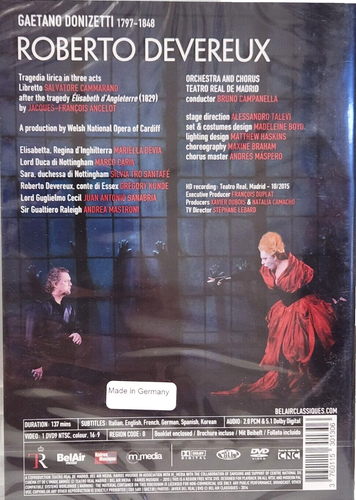DONIZETTI "ROBERTO DEVEREUX" - Mariella Devia, Gregory Kunde - NEW DVD - Picture 2 of 2