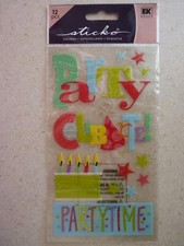 Sticko PARTY TIME Glitter Stickers Sealed Package EK Success
