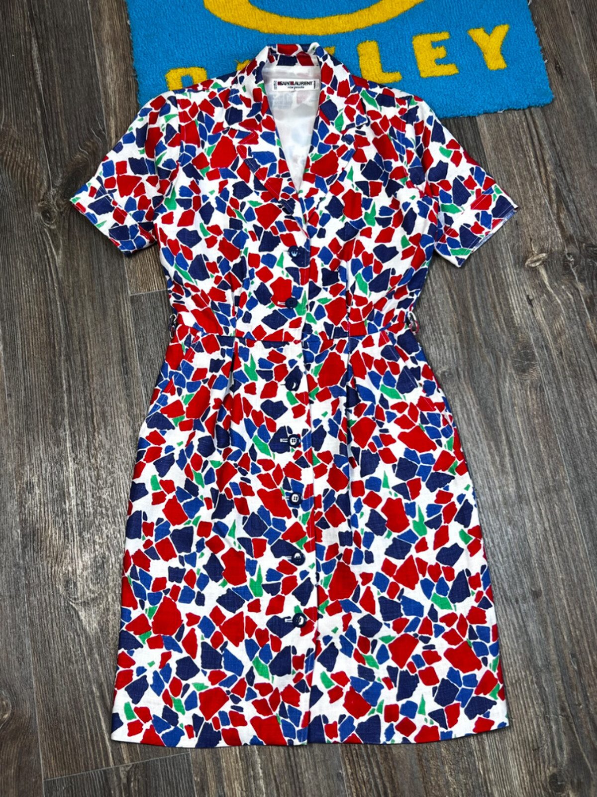 Sole in lino multicolore anni '90 Saint Laurent Rive Gauche taglia 42