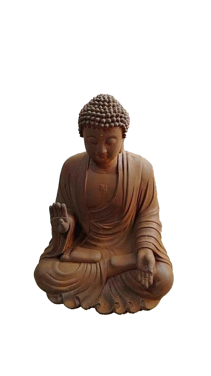 Meditating Buddha Sculpture ，cast iron, rust colored(10.6×8.6×14.5in)