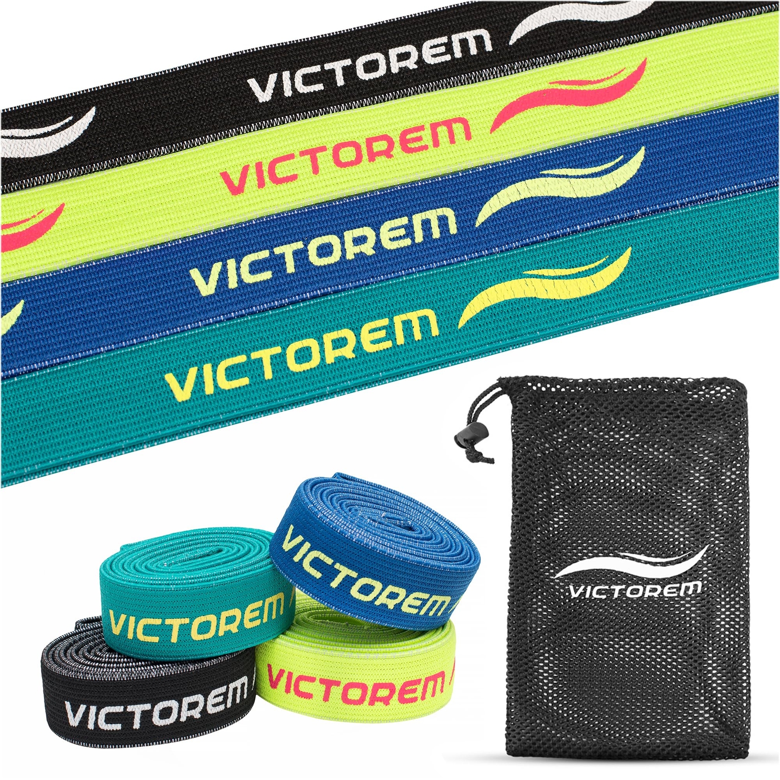 Victorem Pull Up Assistance Bands Set - Set of 4 Long Fabric Resistance Bands...