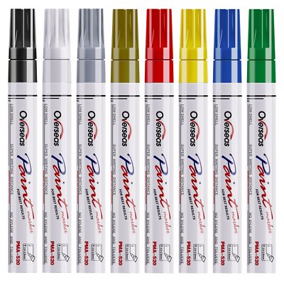 Paint Marker Pens - 8 Colors Oil Based Paint Markers, Permanent, Waterproof, ...