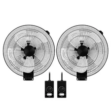18 Inch Wall Mount Fan 90 Degree Horizontal Oscillation 5 Speed Settings 2-Pack