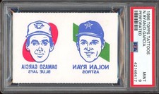 1986 Topps Tattoos Perforated Baseball Nolan Ryan Garcia PSA 9