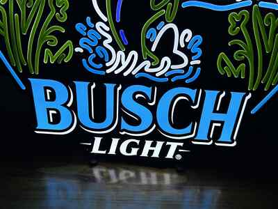BUSCH LIGHT BEER FISHING LED BAR SIGN MAN CAVE GARAGE DECOR SUMMER