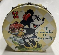 Disney Minnie Mouse Tin Lunch Box Pail I Made It Myself 6" Series 1 Metal 1998 A