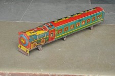 Vintage Litho Long Colorful Passenger Train Tin Toy , Collectible