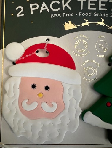 Modern Baby Infant 2 Pack Teethers Silicone Christmas Tree Santa Claus Food Grad - Picture 3 of 7