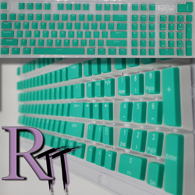104Pcs Teal Turquoise Pudding Full Size PBT Double Shot Keycaps LED Keyboard