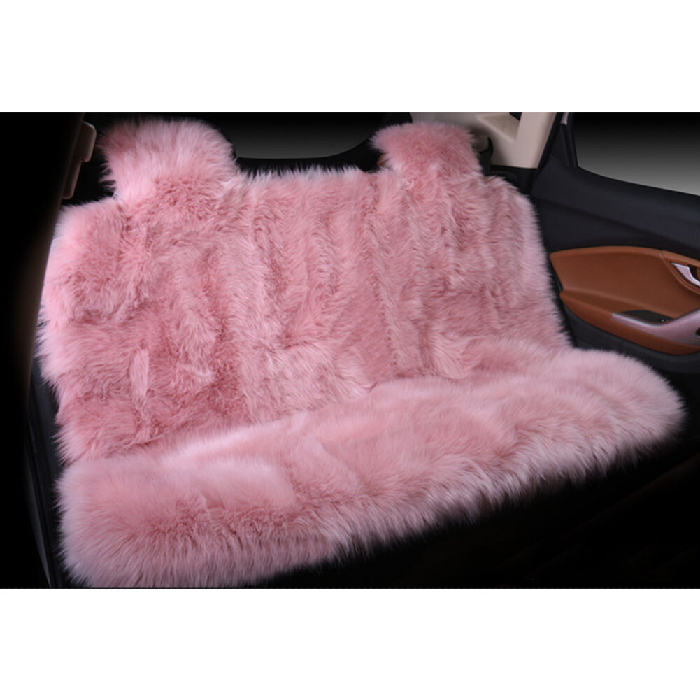 Pink Premium Quality Sheepskin Car Long Wool Seat Cover Pad Mat Full