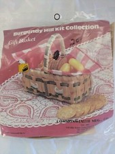 VTG 1988 Burgundy Hill Basket Weaving Kit - Gift Basket 3.5" x 6.5" x 3"