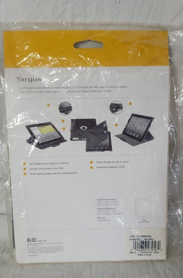iPad 3 Targus Vuscape Folio Cubierta Abatible con Soporte Hueso Blanco Nuevo En Embalaje Foto 2 de 4