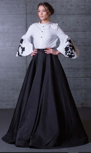 Black Umbrella Taffeta Skirt Formal Bridal Weddings Prom Party Wear Gift for Her