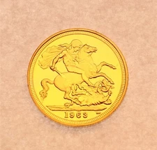 1963 Elizabeth II 24K GOLD PLATED SOVEREIGN MINT COIN IN PROTECTIVE PLASTIC CASE