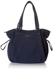 Vera Bradley Womens Microfiber Glenna Satchel Purse, Navy, One Size