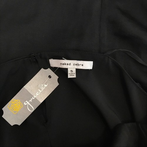 Naked Zebra NWT Black Over Lap V-neck Mini Sun Dress - Picture 5 of 5