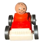 Vintage Fisher Price Little People Wooden Black African Boy Red W Red White Car