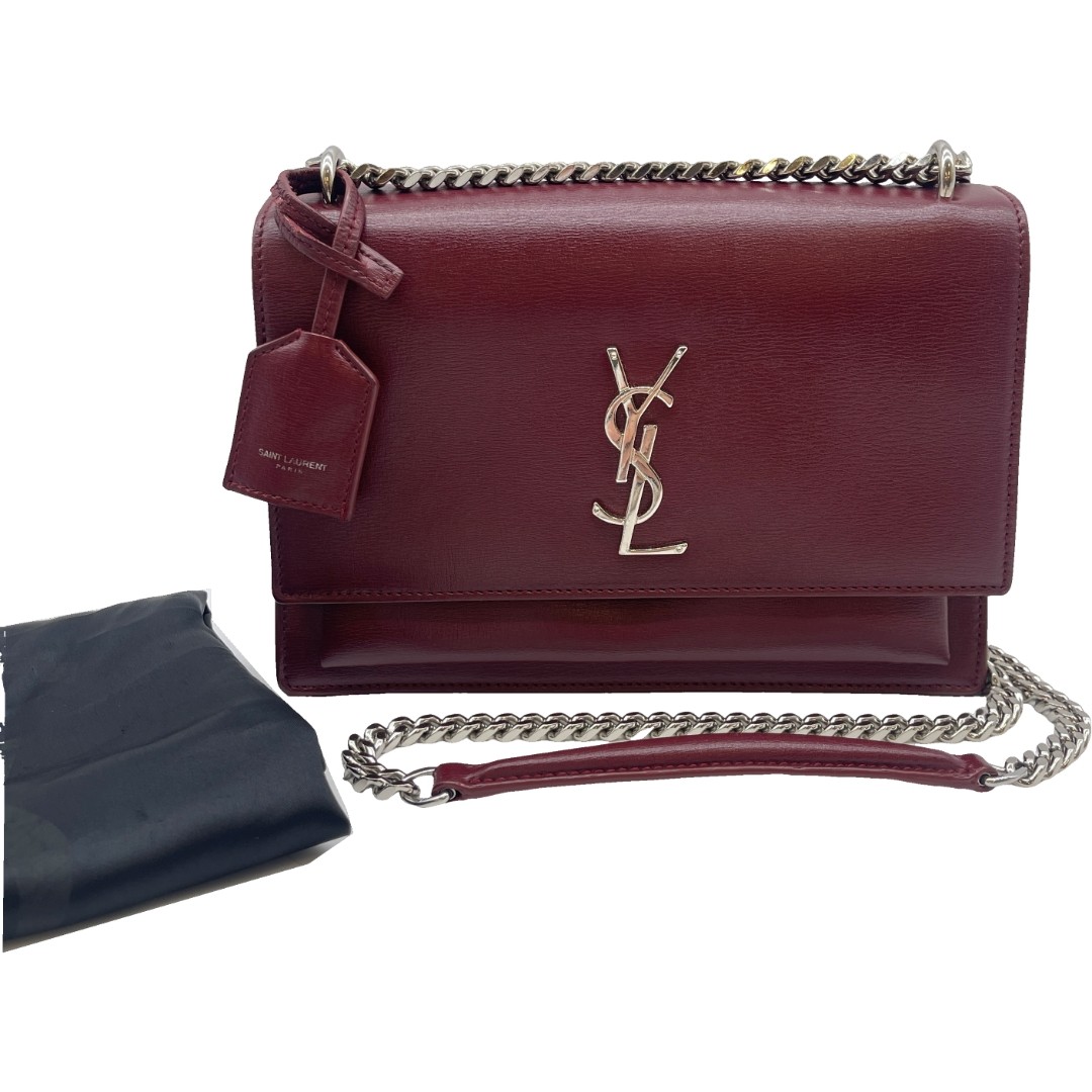 Borsa a tracolla originale YSL SAINT LAURENT Sunset MM catena DMY442206 bordeaux #36636771