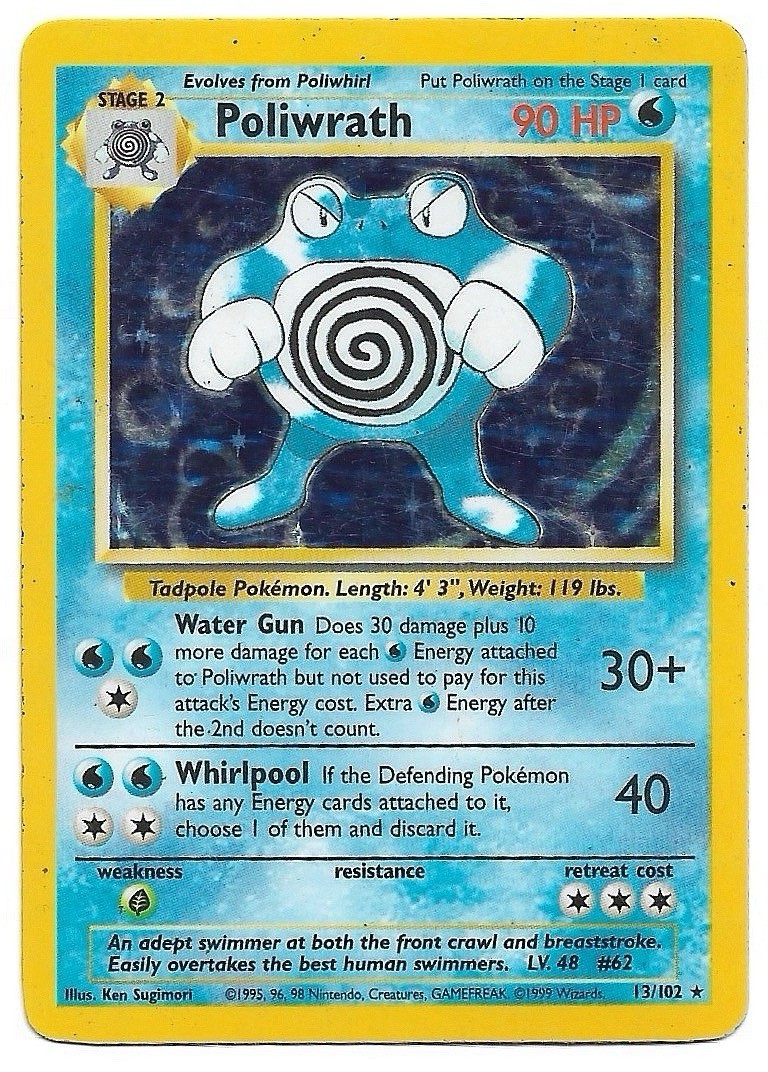 Poliwrath 13/102 1999 Pokémon Base Set Holo Unlimited