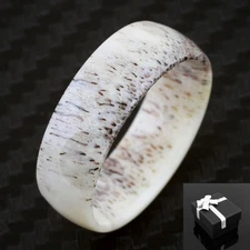 8mm Unique Genuine Deer Antler Men's Wedding Band Ring Size 8-15
