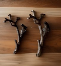 2 Rustic Cast Iron Shelf Bracket Wall Mount Hardware Shelving Braces Tree Branch