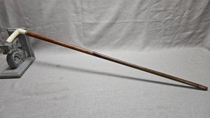 ANTIQUE BOVINE BONE HANDLED BUCKLE BAND WALKING STICK