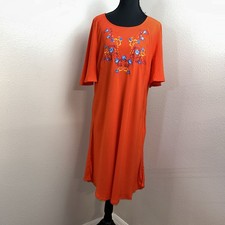 The Pioneer Woman Dress Women's Large Orange Floral Front Lightweight Boho