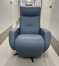 Ekornes IMG Space 2100 Blue Leather Recliner Chair Integrated Footrest NEW