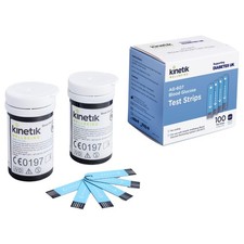 Kinetik Wellbeing Blood Glucose Test Strips, Pack of 100 Compatible with Kin...