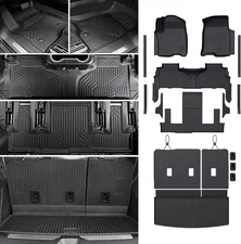 Floor Mats Set for 2021-2025 Chevrolet Chevy Tahoe/GMC Yukon 7 Seats Black 