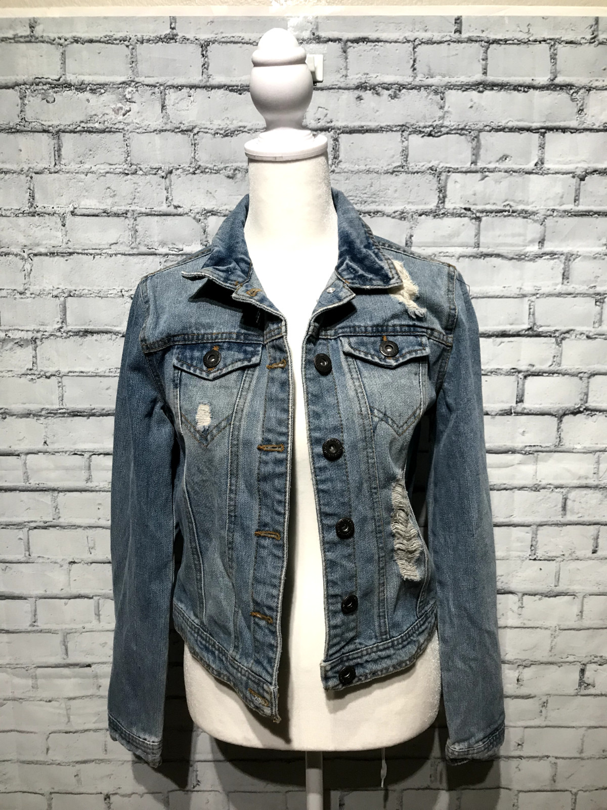 , Women S, Blue Denim Long Sleeve Front Buttons Jeans Jacket