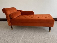 Orange Velvet Chaise Longue / Daybed – Excellent Condition