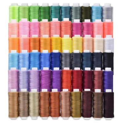 60 Colors Sewing Thread Assortment Coil Polyester 250 Yards Per Spools All Pu...