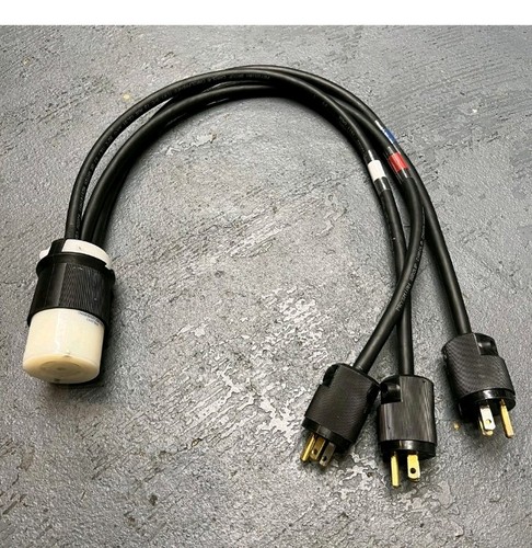 L21-30 Female to 3x 15A Edison Male Splitter Cord Threefer 300V Power Adapter