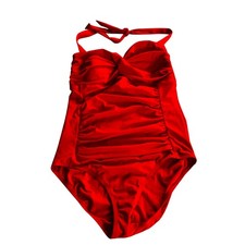Jantzen Halter Ruched One Piece Swimsuit Size 14 Red