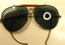 1940s Aviator Pilots Sunglasses Metal Frame Green Lens Vintage