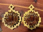 McCoy Pottery "OWL FAMILY" Brown & Yellow Wall Pocket PAIR~ 8 1/2" x 6" Wide