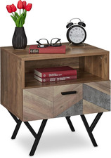 Comodino Con Cassetto, Stile Industrial, Tavolino per Salotto E Camera Da Letto,