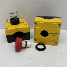 Lot of (2) BROKEN Baco LBX17302 224-222 Emergency Stop Push-Turn Control Station