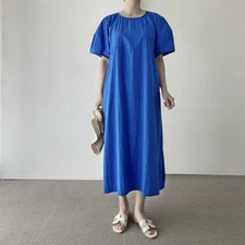 Elegant Blue Maxi Dress-korean Summer Fashion