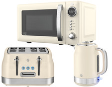 Swan Retro Revive Cream Jug Kettle 4 Slice Toaster Microwave Kitchen Bundle Set