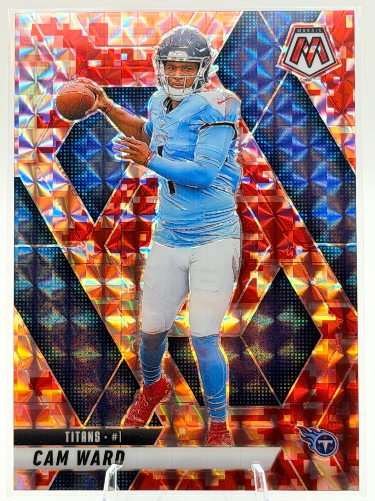 Cam Ward Rookie RC Red Camo Prizm 2025 Panini Mosaic #382 Tennessee Titans